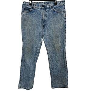 LEVI'S Stone Wash Vintage Brown Leather Tab Made in USA Men's Blue Jeans 38x30
